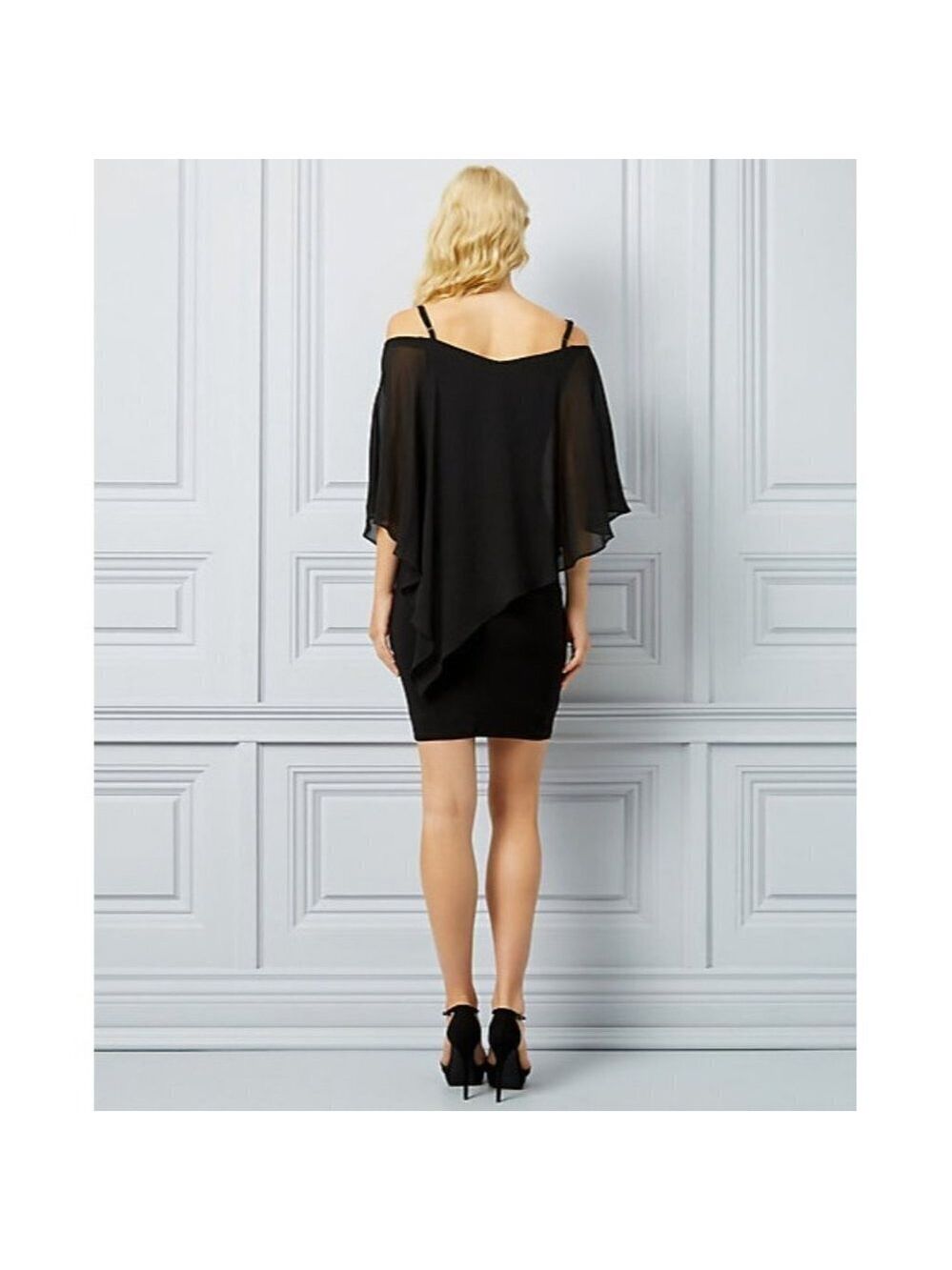 Le Chateau Women Chiffon Off-the-Shoulder Cape Dress XXL - Picture 2 of 9